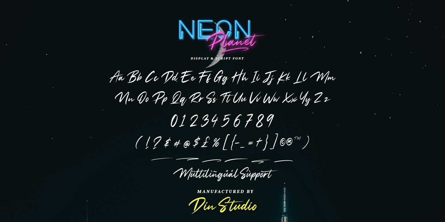 Пример шрифта Neon Planet Script